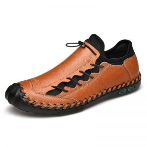 Men Hand Stitching Leather Non Slip Anti-collision Large Size Casual Shoes