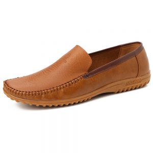 Men Hand Stitching Leather Non Slip Slip On Soft Sole Shoes