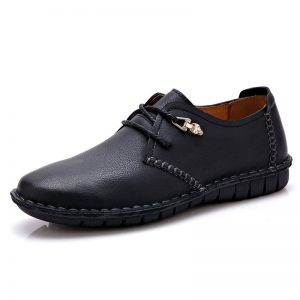 Men Hand Stitching Leather Slip Resistant Soft Sole Casual Shoes