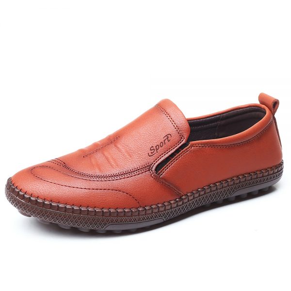 Men Hand Stitching Microfiber Leather Slip On Comfy Casual Shoes