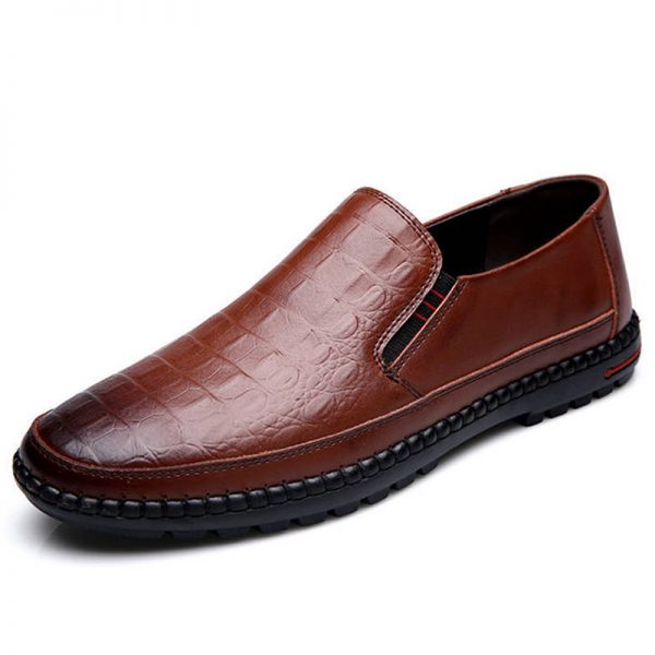 Men Hand Stitching Non Slip Slip-ons Soft Sole Casual Leather Shoes