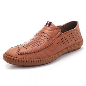 Men Hand Stitching Soft Hole Breathable Microfiber Fabric Shoes