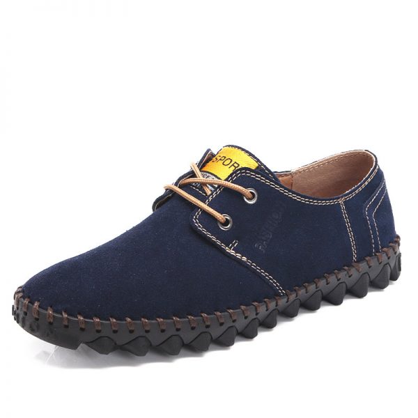 Men Hand Stitching Suede Soft Sole Lace Up Casual Shoes