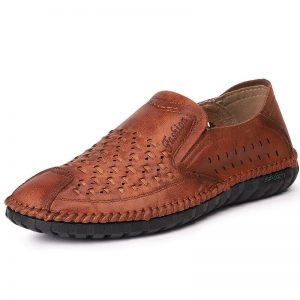 Men Hand Stitching Woven Style Comfy Soft Slip On Casual Shoes