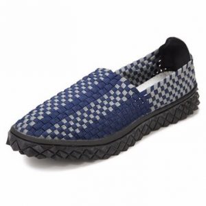 Men Handmade Knitting Weave Color Match Casual Sport Slip On Outdoor Shoes