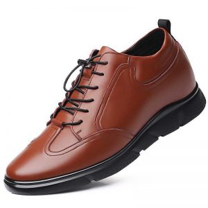 Men Hidden Heel Height Increasing Comfy Leather Casual Shoes