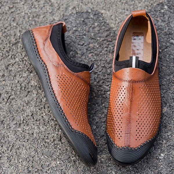 Men Hole Anti-collision Stitching Slip On Casual Shoes