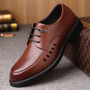 Men Hollow Out Breathable Comfy Lace Up Business Casual Formal Shoes