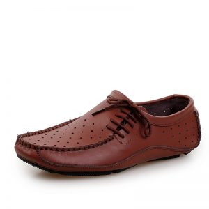 Men Hollow Out Breathable Side Laces Soft Sole Casual Shoes