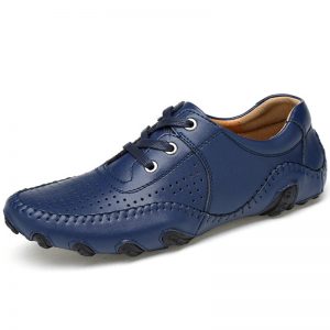 Men Hollow Out Breathable Soft Sole Lace Up Leather Casual Shoes