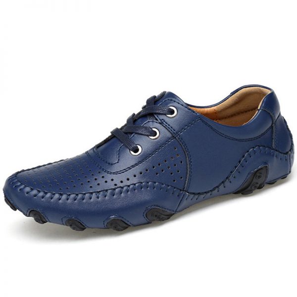 Men Hollow Out Breathable Soft Sole Lace Up Leather Casual Shoes