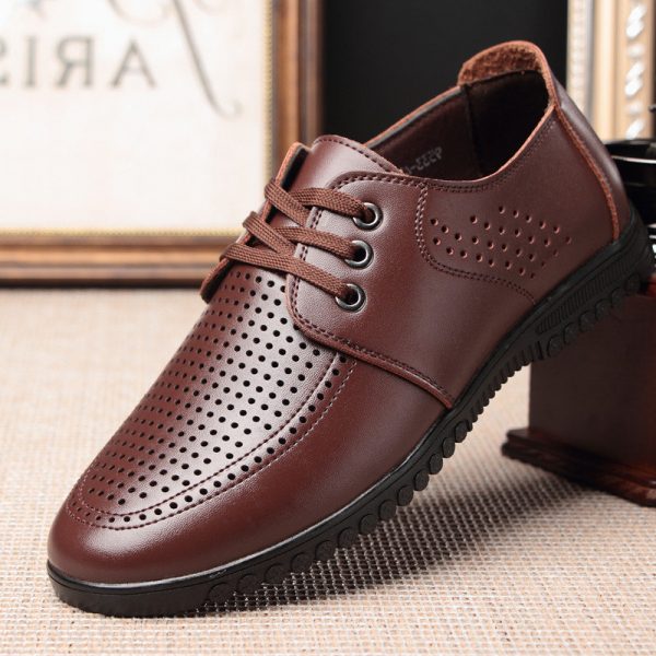 Men Hollow Out Breathbale Lace Up Casual Leather Shoes