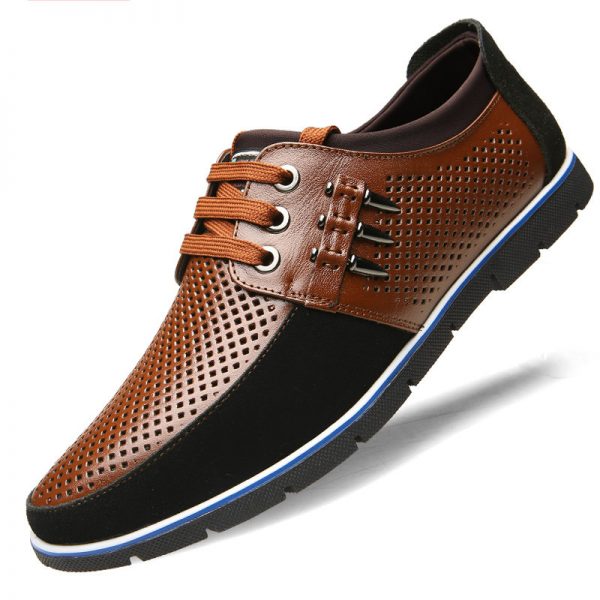 Men Hollow Out Comfy Breathable Lace Up Soft Casual Cow Leather Shoes