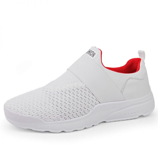 Men Knitted Fabric Breathable Elastic Slip On Athletic Running Shoes