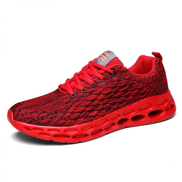 Men Knitted Fabric Breathable Lace Up Casual Running Sports Shoes