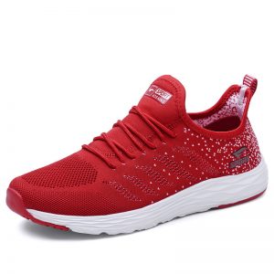 Men Knitted Fabric Breathable Lace Up Comfy Soft Sport Running Shoes