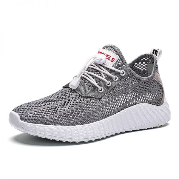 Men Knitted Fabric Breathable Running Shoes Light Weight Sport Casual Sneakers