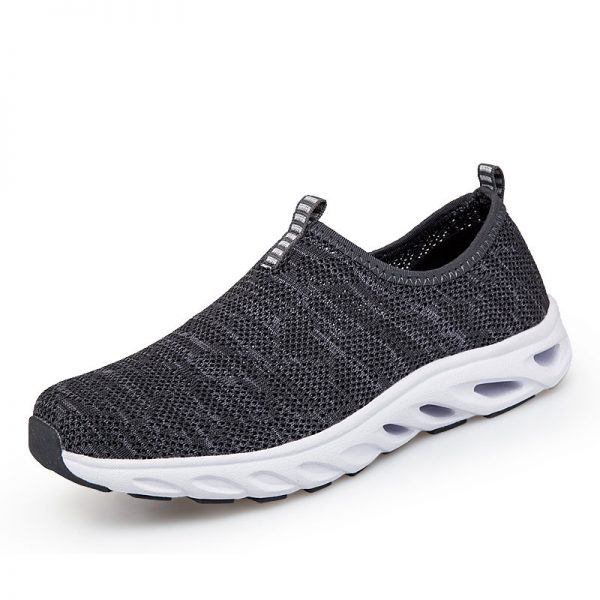 Men Knitted Fabric Breathbale Slip On Causal Sport Running Walking Shoes