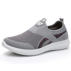 Men Knitted Fabric Light Weight Soft Slip On Walking Shoes Sport Sneakers