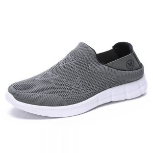 Men Knitted Fabric Slip On Light Weight Collapsible Heel Sport Walking Shoes