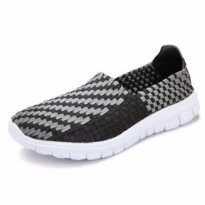 Men Knitting Weave Color Match Slip On Flat Casual Sport Shoes