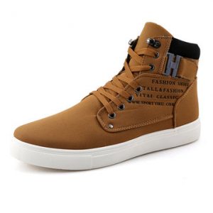 Men Large Size High Top Leather Casual Shoes