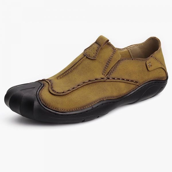 Men Leather Hand Stitching Slip On Soft Outdoor Casual Shoes