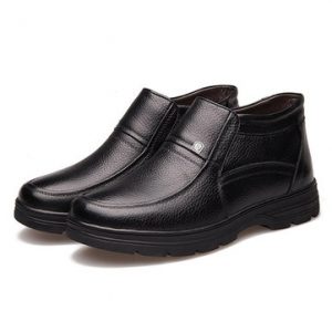 Men Leather Keep Warm Flat Slip On Formal Business Shoes