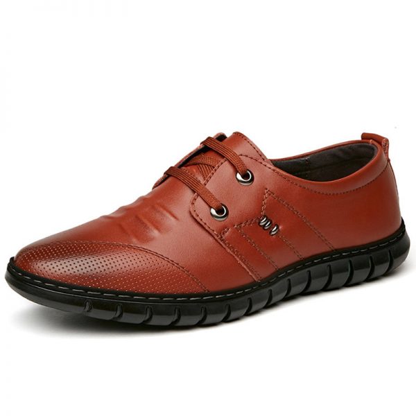 Men Leather Non Slip Soft Sole Casual Driving Shoes