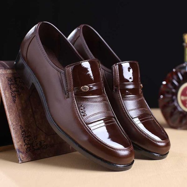 Men Leather Slip Resistant Slip On Business Casual Formal Shoes