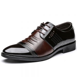 Men Leather Splicing Non Slip Cap Toe Business Casual Formal Shoes