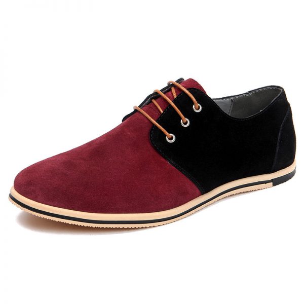 Men Leather Splicing Non Slip Large Size Soft Casual Shoes