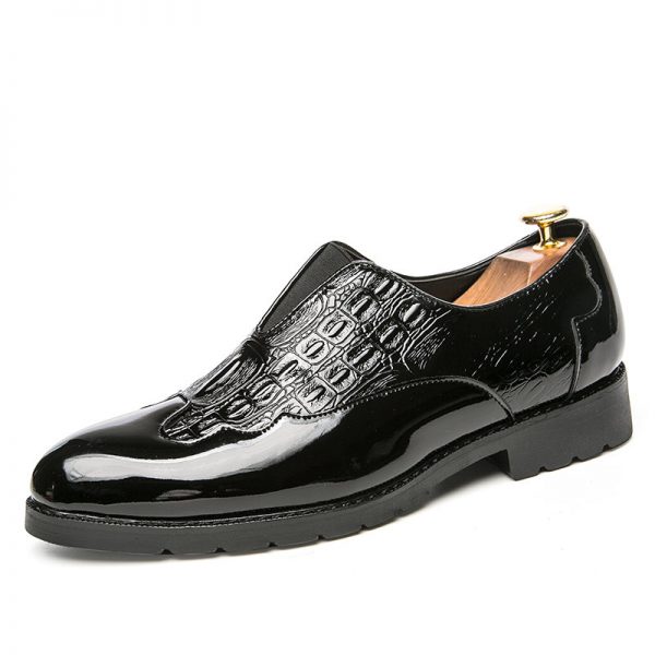 Men Leather Splicing Slip Resistant Slip On Formal Dress Shoes