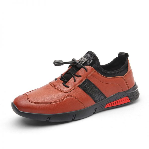 Men Leather Spllcing Elastic Lace Up Comfy Soft Casual Shoes