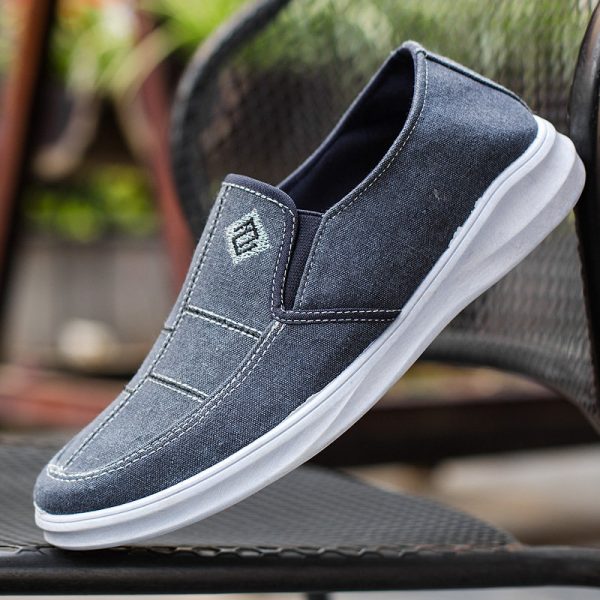 Men Low Top Canvas Breathable Flat Slip On Casual Shoes