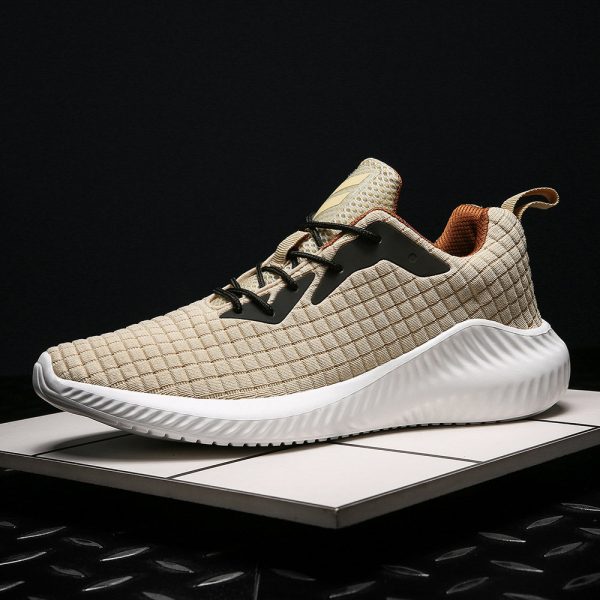 Men Luminous Light Weight Knitted Fabric Breathable Running Shoes