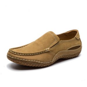 Men Luxury Genuine Leather Hand Stitching Wearable Slip On Casual Shoes