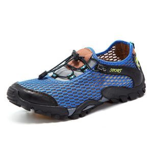 Men Lycra Mesh Breathable Outdoor Shock Absorption Hiking Shoes