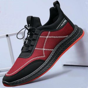 Men Mesh Breathable Elastic Lace Up Casual Sport Running Shoes