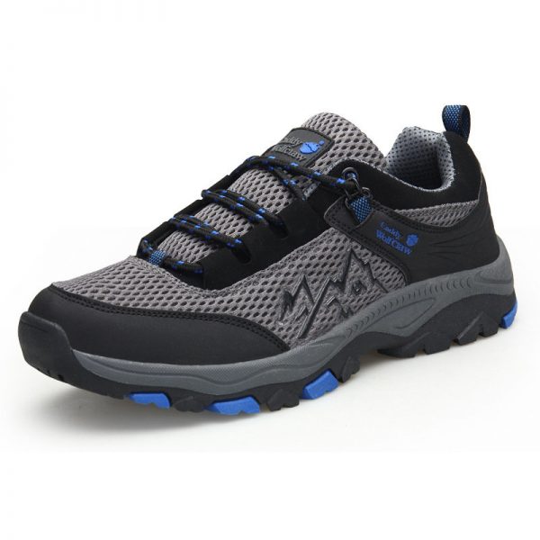 Men Mesh Breathable Rubber Non Slip Lace Up Climbing Hiking Shoes