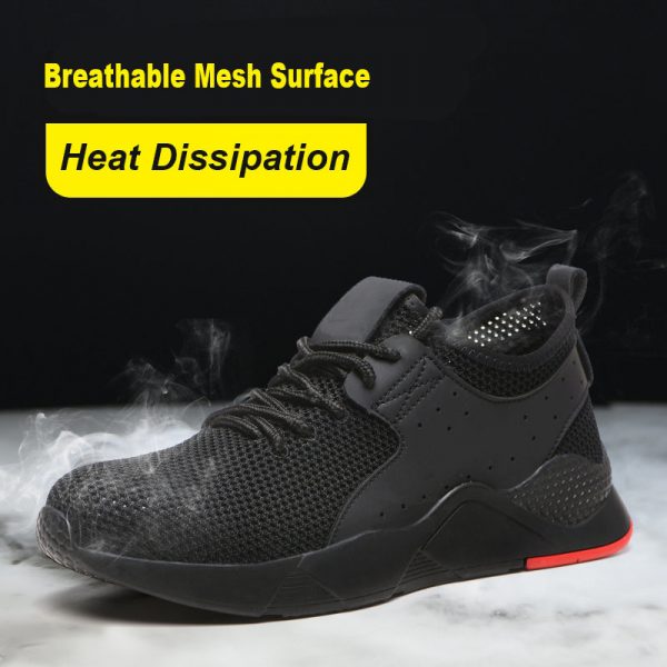 Men Mesh Breathable Steel Toe Cap Anti Smash Slip Resistant Safety Work Shoes