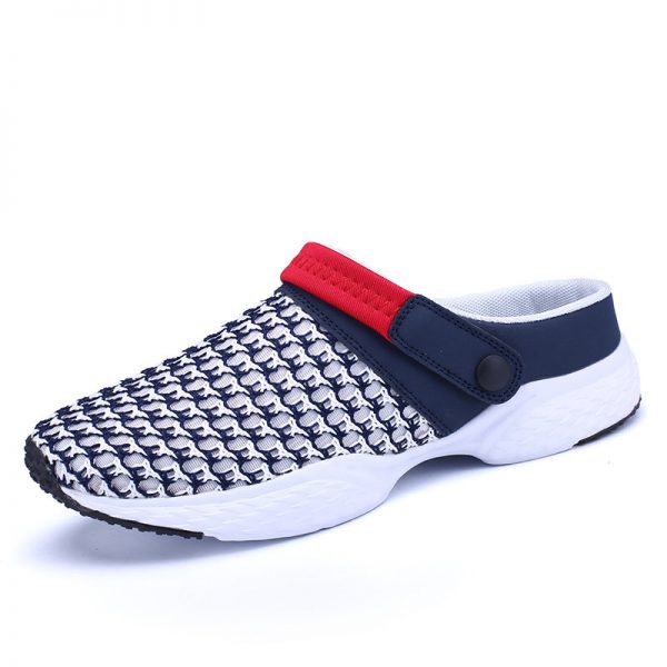 Men Mesh Fabric Backless Adjustabler Heel Strap Casual Shoes