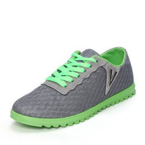 Men Mesh Fabric Color Blocking Breatheable Lace Up Sport Casual Shoes