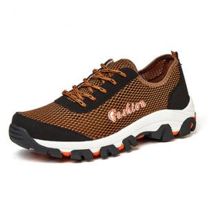 Men Mesh Fabric Splicing Breathable Slip Resistant Outdoor Upstream Shoes