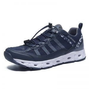 Men Mesh Splicing Comfy Elastic Lace Up Water Upstream Shoes