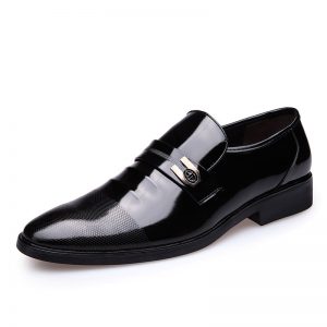 Men Metal Decoration Pointed Toe Slip On Foraml Dress Shoes