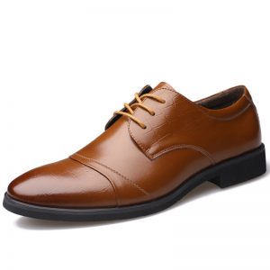 Men Microfiber Leather Cap Toe Lace Up Business Formal Dress Shoes