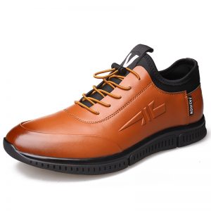 Men Microfiber Leather Comfy Soft Sole Elastic Lace Up Casual Shoes