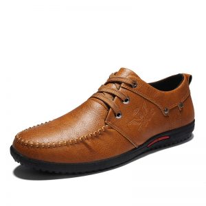 Men Microfiber Leather Comfy Soft Sole Lace Up Casual Shoes