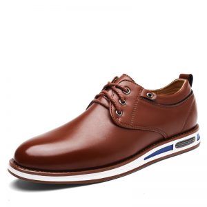 Men Microfiber Leather Comfy Soft Sole Lace Up Flat Casual Shoes